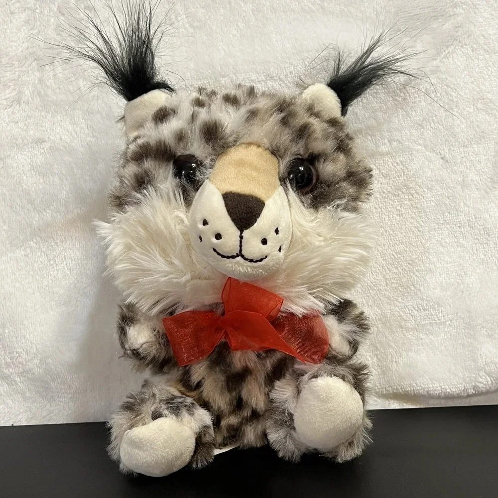 Walmart Jungle Bobcat Plush Stuffed Animal Red Ribbon Bow Cat